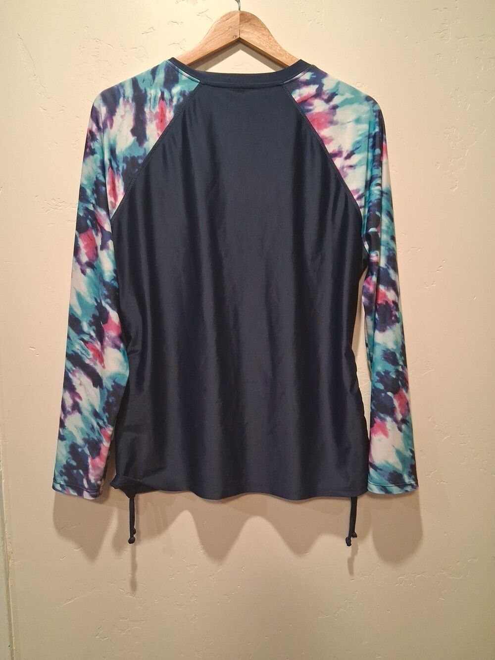 Free Country Womens XL Blue Pink Tie Dye Sun Block Rash Guard Zip UPF 50 Swim - Picture 2 of 15